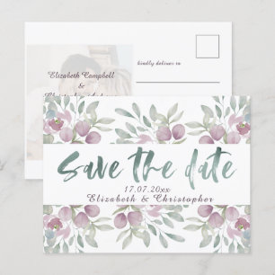 Carte Postale Faire-part Eucalyptus Aquarelle Vert Sauge Faire Part de Date