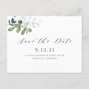 Carte Postale Faire-part Eucalyptus Green Save the Date Mariage