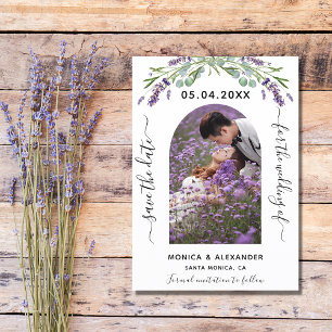 Carte Postale Faire-part Eucalyptus lavande photo QR mariage enregistrer la
