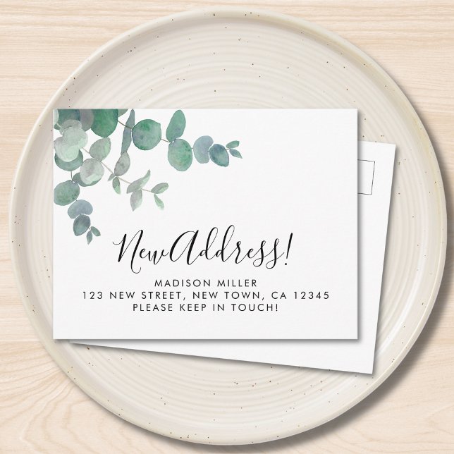 Carte Postale Faire-part Eucalyptus New Address Moving (Créateur téléchargé)