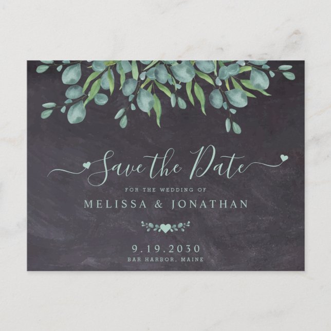 Carte Postale Faire-part Eucalyptus Verdure Mariage rustique Enregistrer La (Devant)
