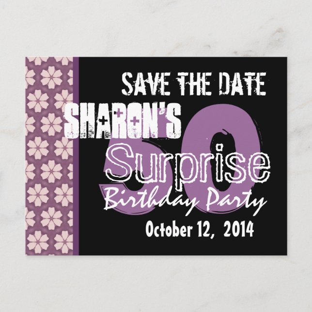 Carte Postale Faire-part Événement 50e anniversaire surprise Moderne Épargn (Devant)