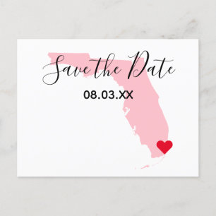 Carte Postale Faire-part Événement à retenir Pink Florida Red Heart