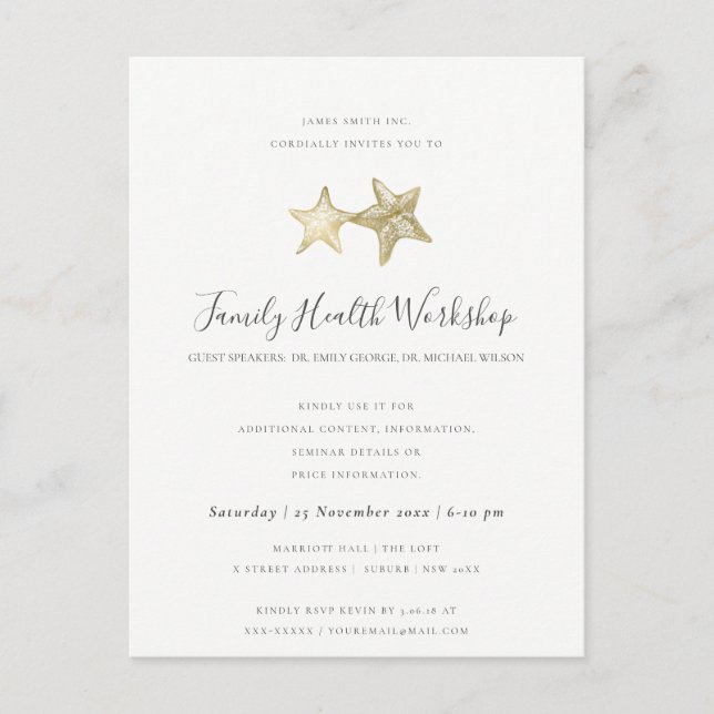 CARTE POSTALE FAIRE-PART ÉVÉNEMENT ATELIER ROSE FUCHSIA NAVY EUCALYPTUS (Devant)