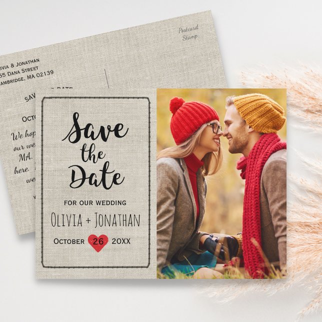 Carte Postale Faire-part Événement champêtre - Date à sauvegarder | Cœur vi (Créateur téléchargé)