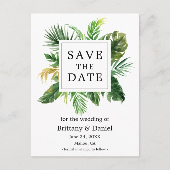 Carte Postale Faire-part Événement Floral de Verdure à l'Aquarelle Moderne (Devant)