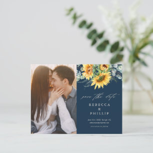 Carte Postale Faire-part Événement mariage Tournesol rustique Eucalyptus