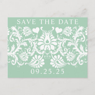 Carte Postale Faire-part Événement unique de Damas mint Enregistrer la Date