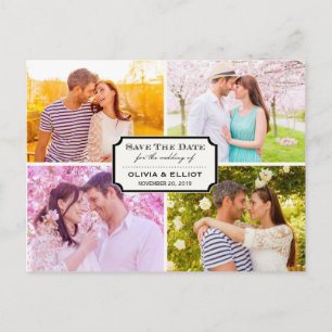 Carte Postale Faire-part Ex-livre de livre classique vintage Quatre photos 