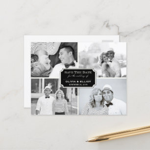 Carte Postale Faire-part Ex-livre de livre classique vintage Quatre photos 