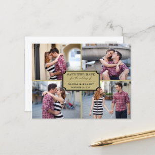 Carte Postale Faire-part Ex-livre de livre classique vintage Quatre photos 