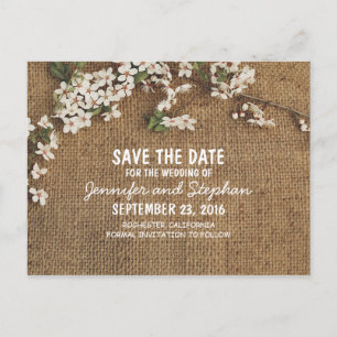 Carte Postale Faire-part Faire part de campagne rustique en toile de jute