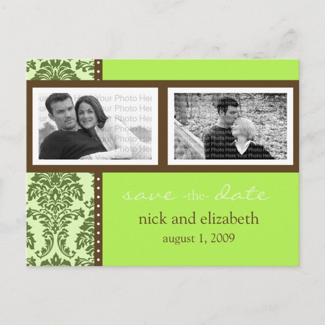 Carte Postale Faire-part Faire part de date de mariage baroque Herbe de mer (Devant)