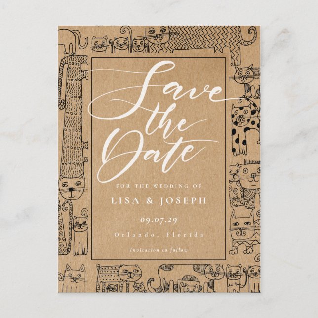 Carte Postale Faire-part Faire part de date de mariage Rustic Kraft Script  (Devant)