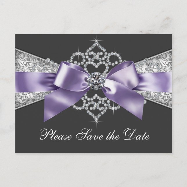 Carte Postale Faire-part Faire part de date violet et noir (Devant)
