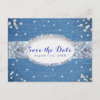 Faire part de denim et diamants éparpillés à save
