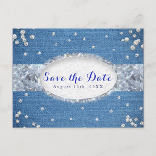 Carte Postale Faire-part Faire part de denim et diamants éparpillés à save 