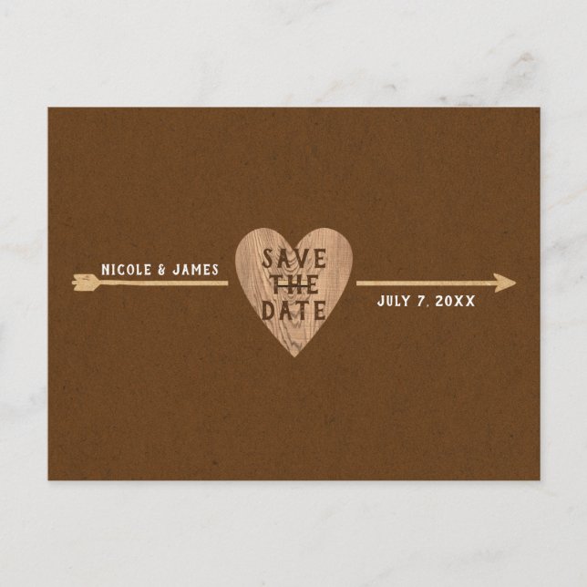 Carte Postale Faire-part Faire part de fiançailles en Kraft Brun Rustique e (Devant)