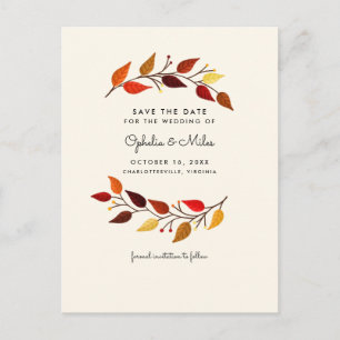 Carte Postale Faire-part Faire part de gouache Feuilles d'automne