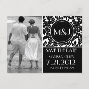 Carte Postale Faire-part Faire part de mariage à motifs gothiques noir et b