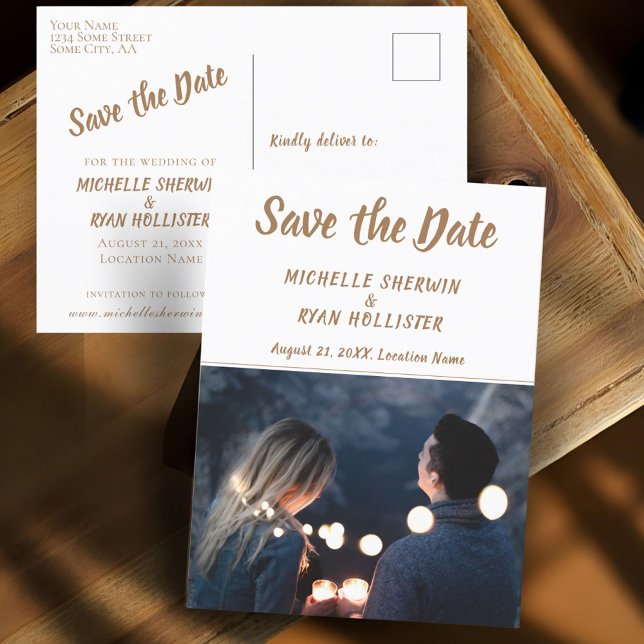 Carte Postale Faire-part Faire part de mariage à photo avec écriture modern (Créateur téléchargé)