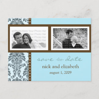 Carte Postale Faire-part Faire part de mariage au chocolat sarcelle baroque