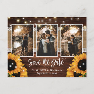 Carte Postale Faire-part Faire part de mariage avec photo en bois de grange