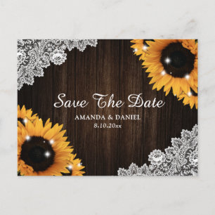 Carte Postale Faire-part Faire part de mariage champêtre avec dentelle en b