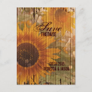 Carte Postale Faire-part faire part de mariage champêtre avec tournesols
