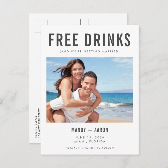 Carte Postale Faire-part Faire part de mariage de plage en Floride drôle (Devant / Derrière)