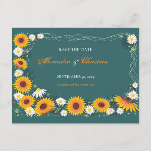 Carte Postale Faire-part Faire part de mariage Fleur de tournesol Épargnez