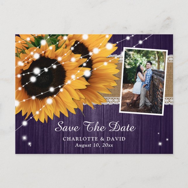 Carte Postale Faire-part Faire part de mariage Fleur de tournesol violet (Devant)