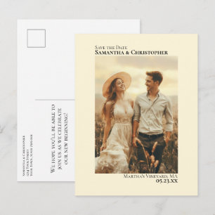 Carte Postale Faire-part Faire part de mariage minimaliste couleur crème av