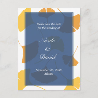 Carte Postale Faire-part Faire part de mariage naval aux feuilles de ginkgo