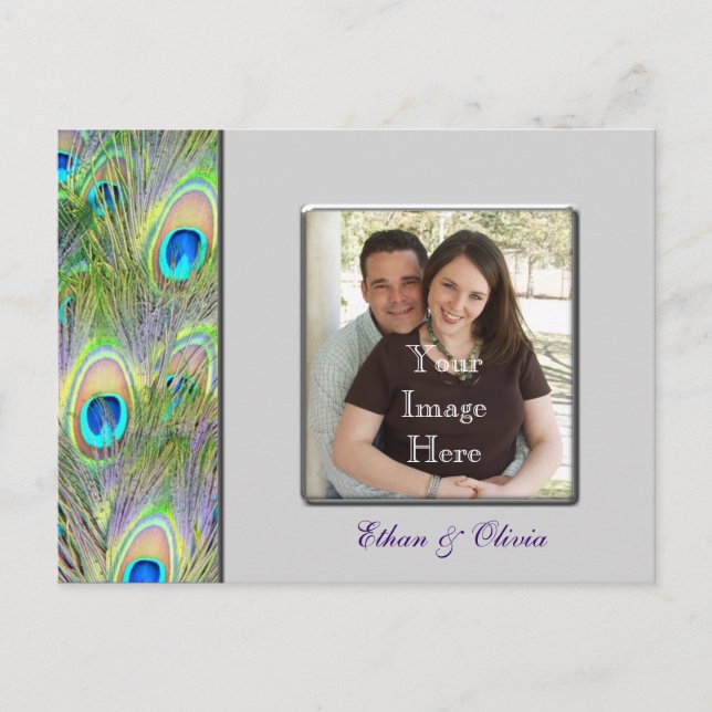 Carte Postale Faire-part Faire part de mariage paon (Devant)