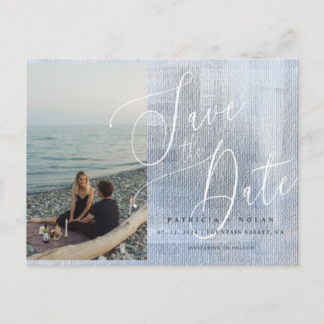 Carte Postale Faire-part Faire part de mariage photo à script moderne (Devant)