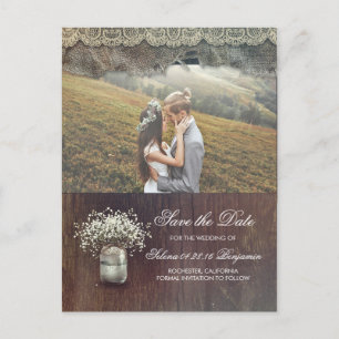 Carte Postale Faire-part Faire part de mariage photo avec Baby's Breath dan