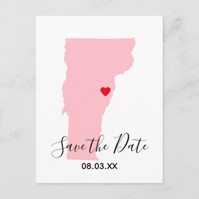 Carte Postale Faire-part Faire part de mariage Pink Vermont Red Heart (Devant)