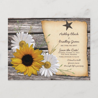 Carte Postale Faire-part Faire part de mariage Tournesol rustique Daisy