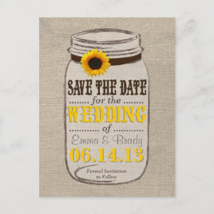 Carte Postale Faire-part Faire part de mariage Tournesol Rustique et Pot Ma