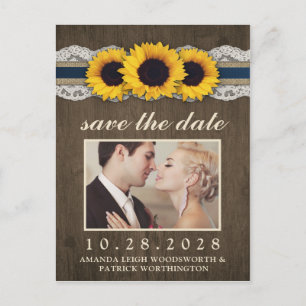 Carte Postale Faire-part Faire part de mariage tournesol rustique toile de 