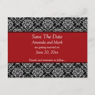 Carte Postale Faire-part Faire part de mariage vintage noir blanc rouge dam