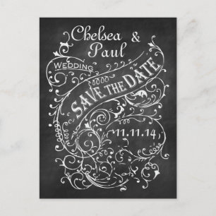 Carte Postale Faire-part Faire part de mariage vintage tableau noir