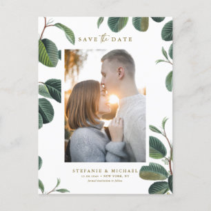 Carte Postale Faire-part Faire part de photo blanc botanique aux feuilles B