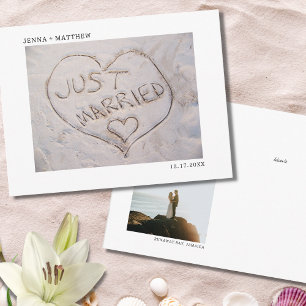 Carte Postale Faire-part Faire part de photo de mariage à la plage 