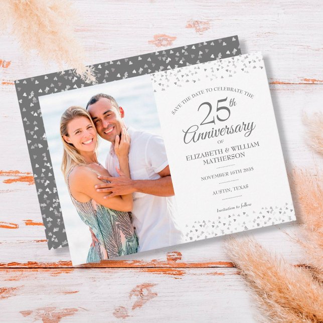 Carte Postale Faire-part Faire part de photo pour les 25 ans de mariage cœu (Créateur téléchargé)