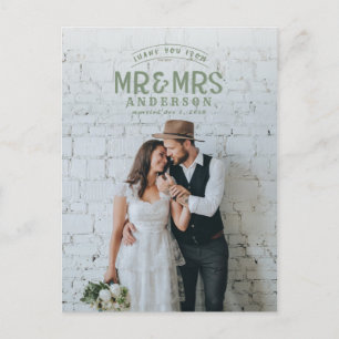 Carte Postale Faire-part Faire part de remerciement de mariage photo rustiq