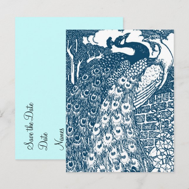 Carte Postale Faire-part Faire part de sauvegarde Paon (Devant / Derrière)