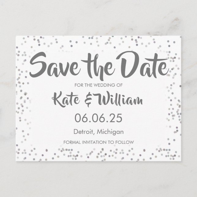 Carte Postale Faire-part Faire part de Silver Stardust Confetti (Devant)