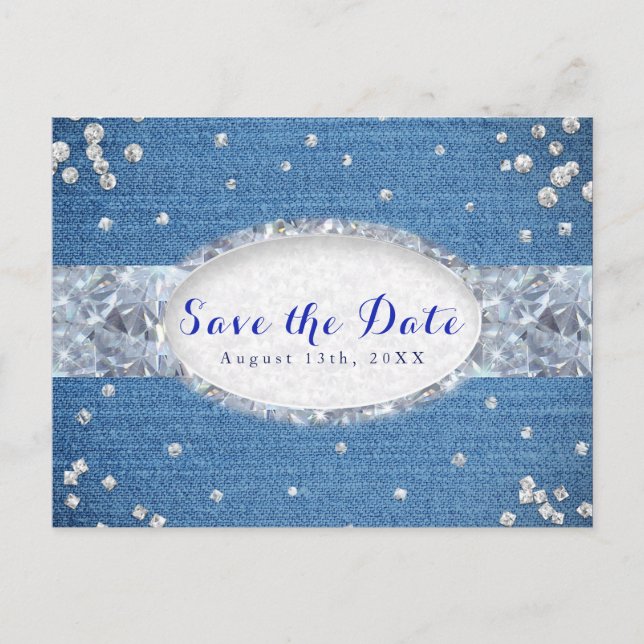 Carte Postale Faire-part Faire part Envol de paillettes Denim & Diamants (Devant)